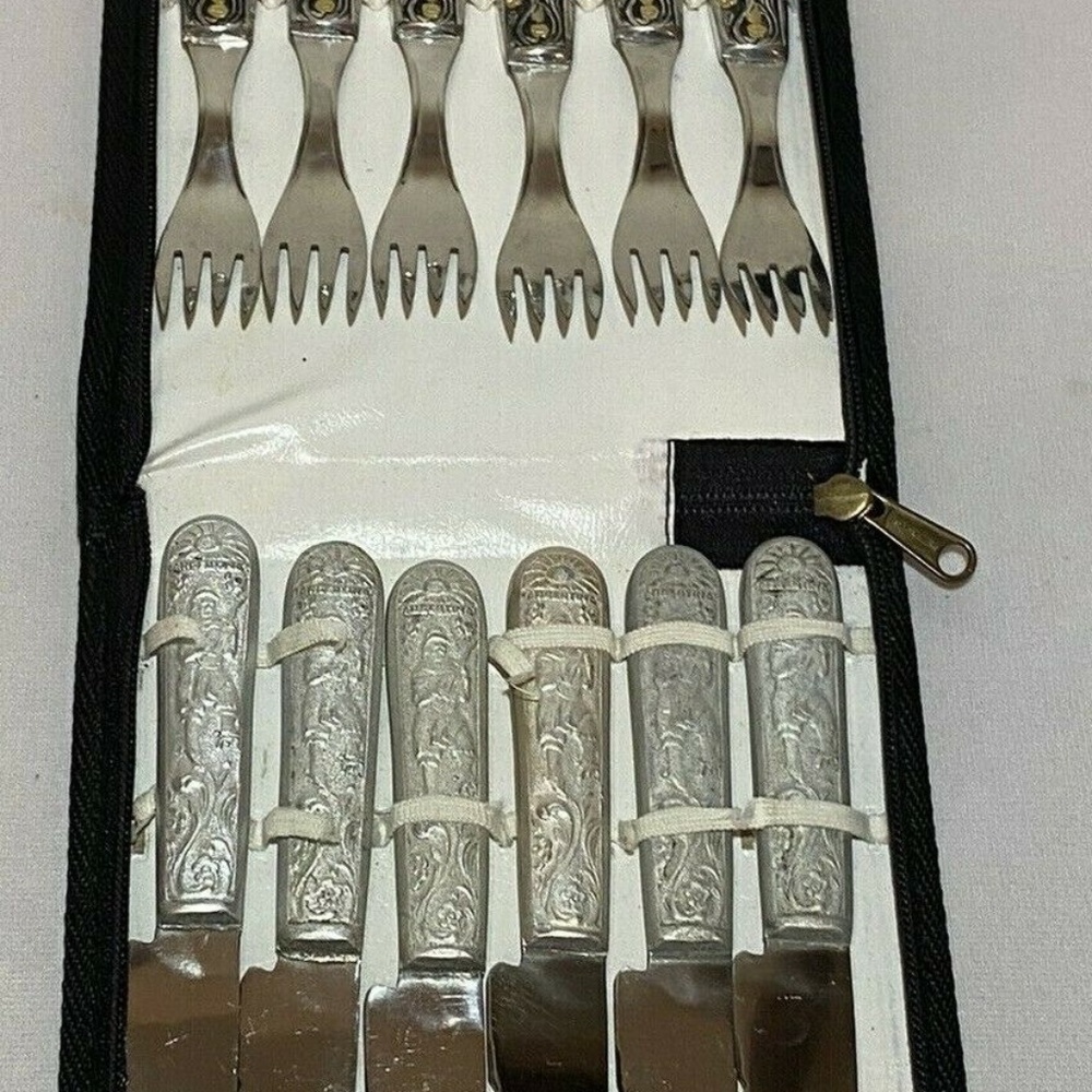 Vintage Argentina Knife And Fork Set With Case